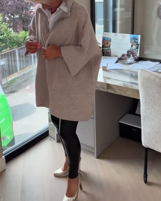 Pullover Opstaande Kraag Halve Rits Los