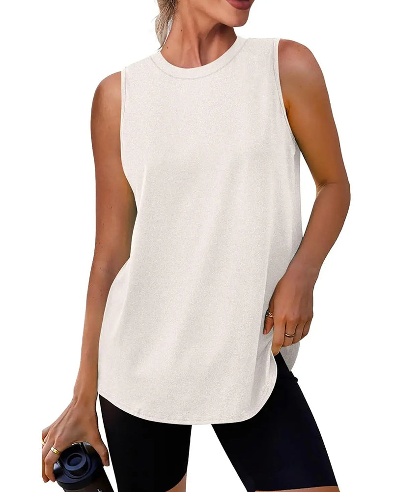 Tanktop Loszittend Effen Mouwloos
