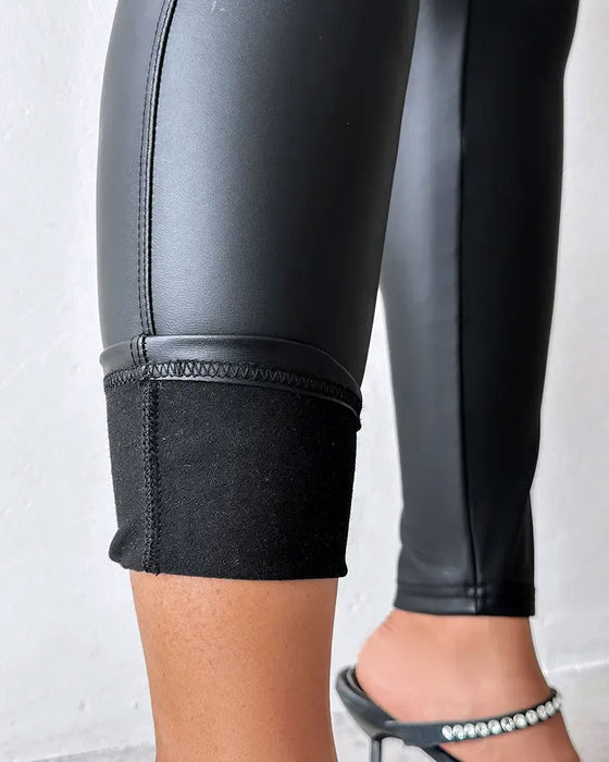 Broek Hoge Taille Effen Lang