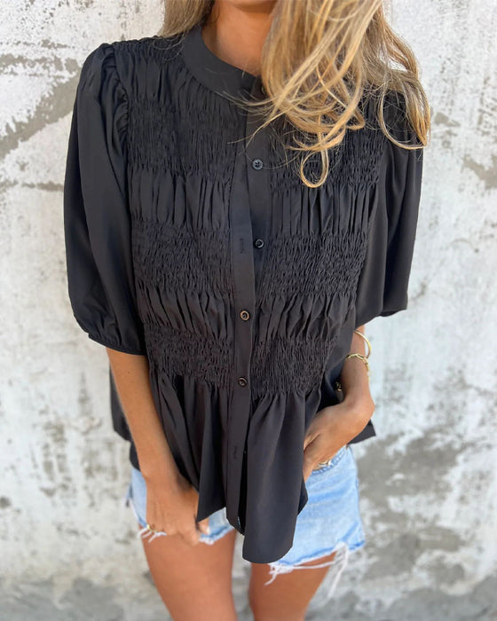 Blouse Casual Mode Korte Mouwen Effen