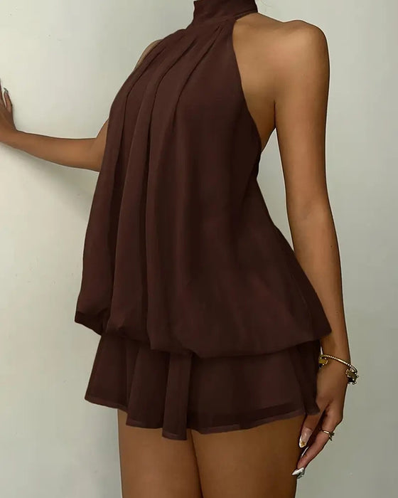 Jurk Halsband Chiffon Mini