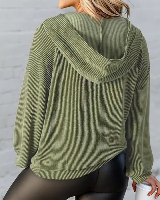 Sweatshirt Met Capuchon Gestreept Zak Loose