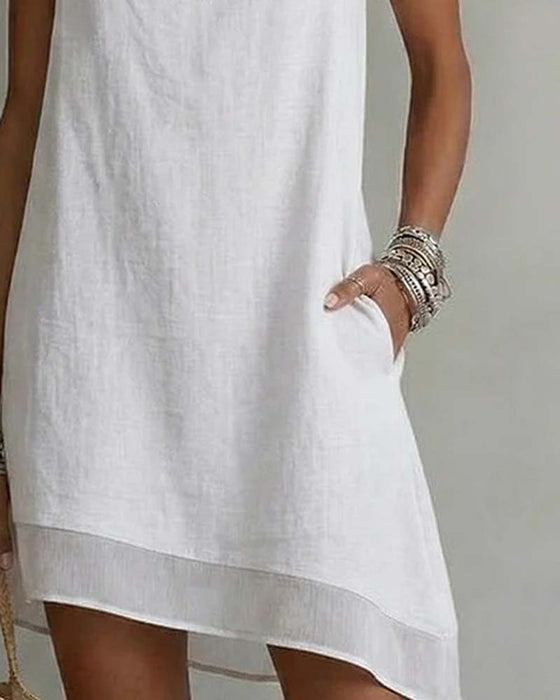 Jurk Onregelmatige Zoom Mouwloos Sheath