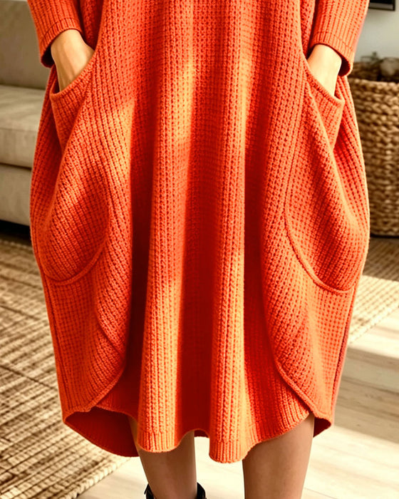 Sweater Dress Stijlvol Lange Mouw Zak
