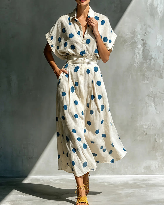 Jurk Casual Stippenprint Midi