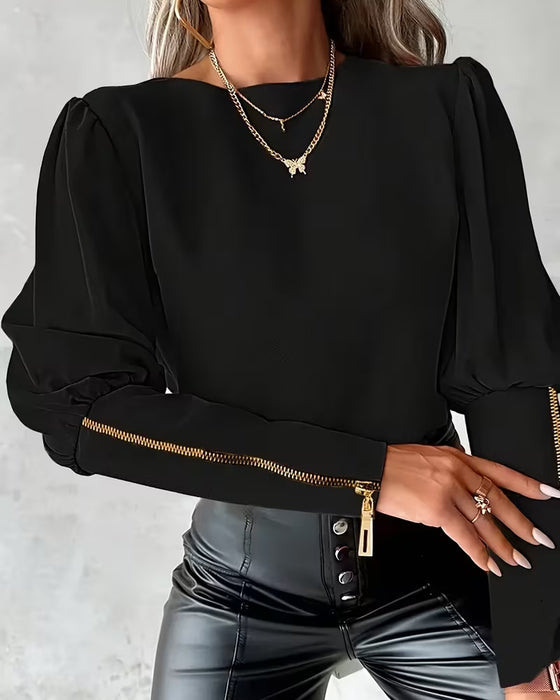 Blouse Rits Ballonmouwen