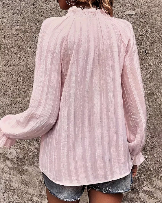 Blouse Geplooid Staande Kraag Gerimpeld