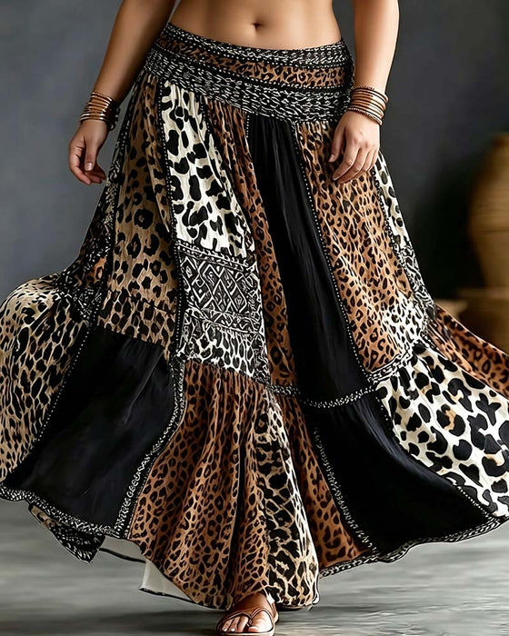 Rok Patchwork Luipaardprint Uitlopend