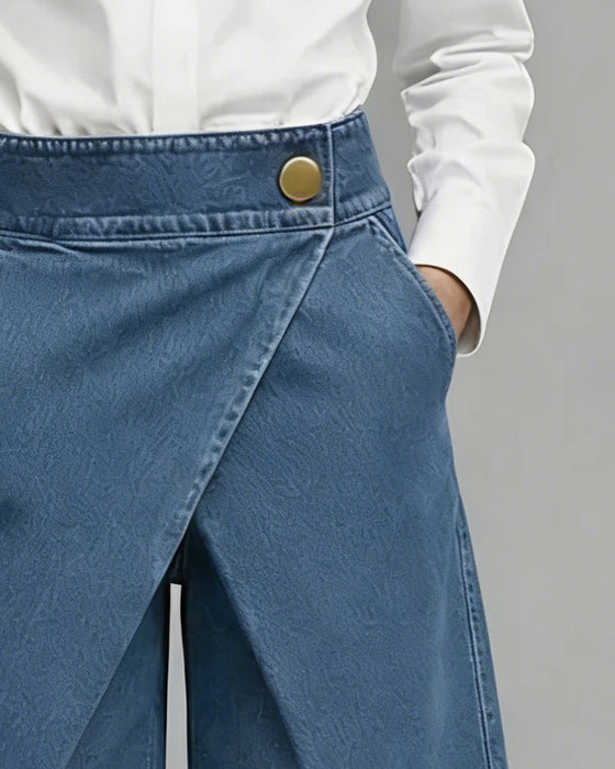 Broek Denim Asymmetrische Zak