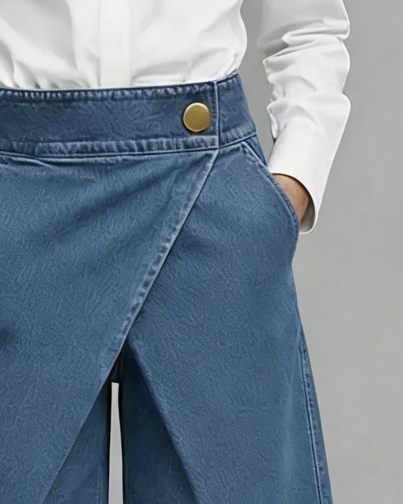 Broek Denim Asymmetrische Zak