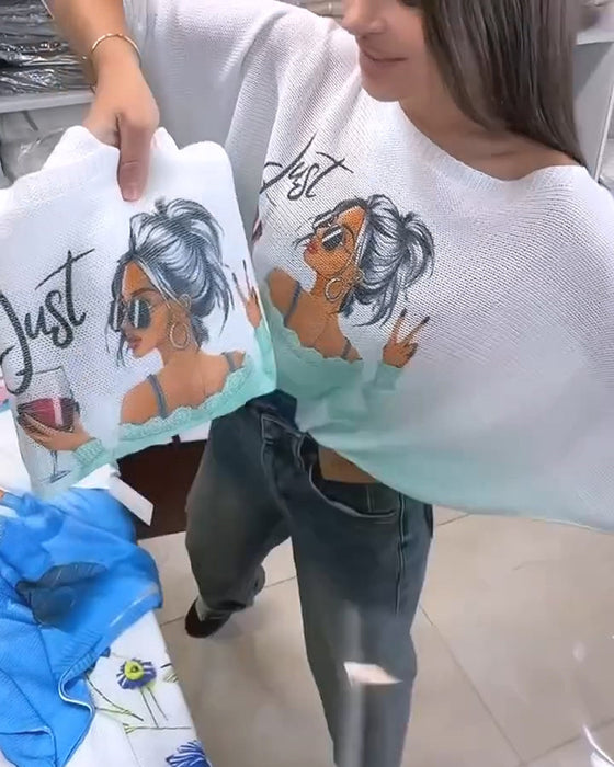 Trui Gradient Afdruk Vleermuismouw