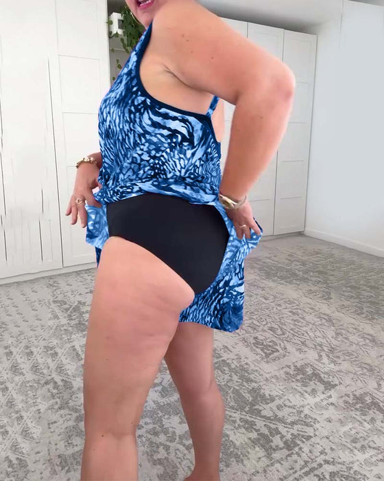 Badpak V-Hals Kleurrijke Print Eendelig