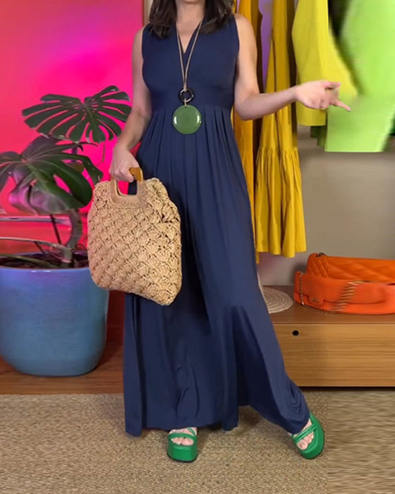 Elegante mouwloze slanke lange jurk