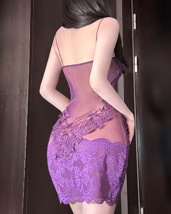 Nachthemd Effen Kleur Kant Sexy