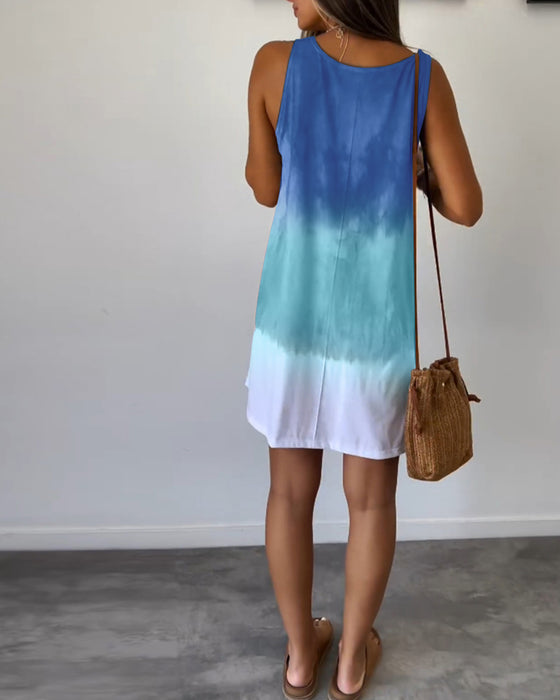 Mouwloze casual jurk met kleurblokken