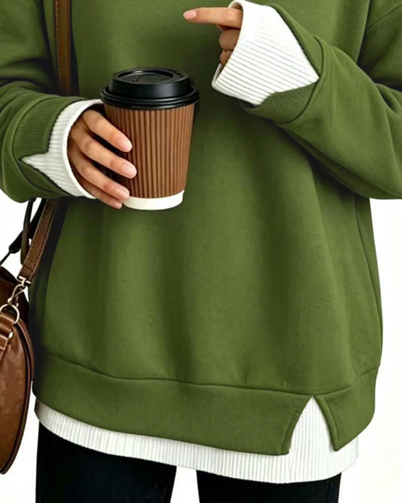 Sweatshirt Nep Gelaagd Los Lange Mouw