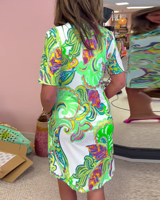 Slim-fit jurk met print