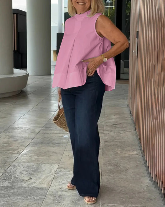 Blouse Mouwloos Effen Simpel