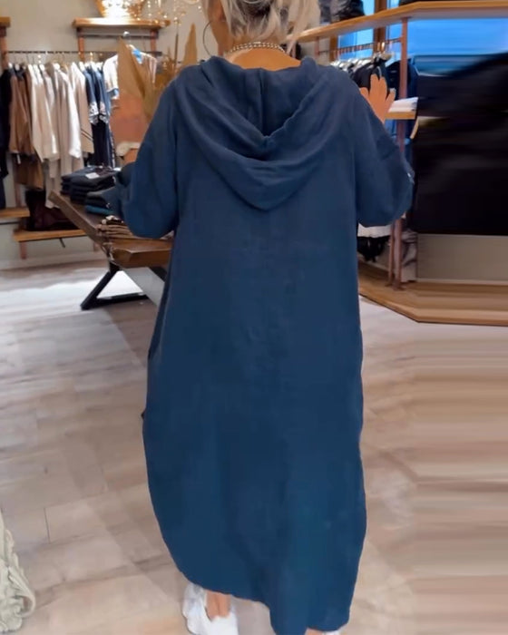 Jurk Met Capuchon Lange Mouw Wijd