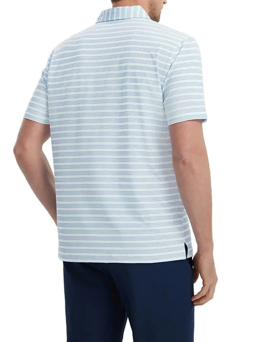 T-Shirt Kraag Blauw En Wit Fijne Streep