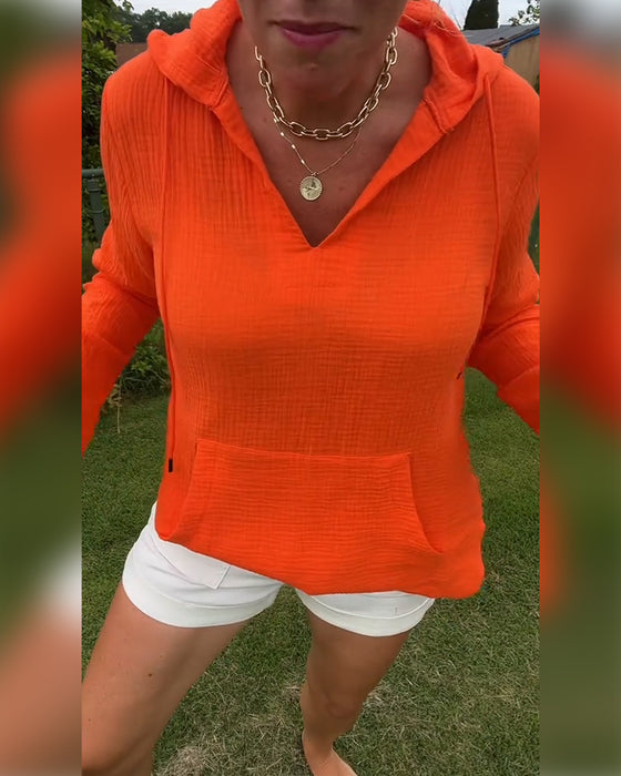 Blouse Effen Kleur Met Zak Mode