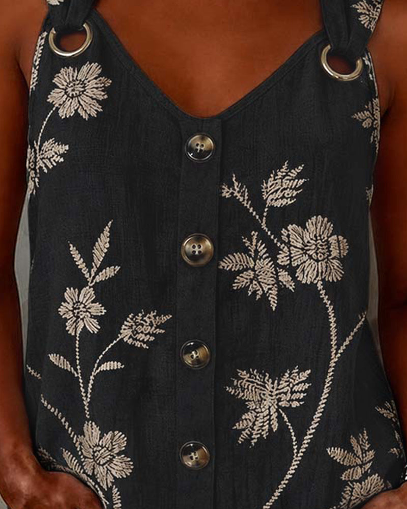 Tank Top Bloemen Camisole Metalen Ring