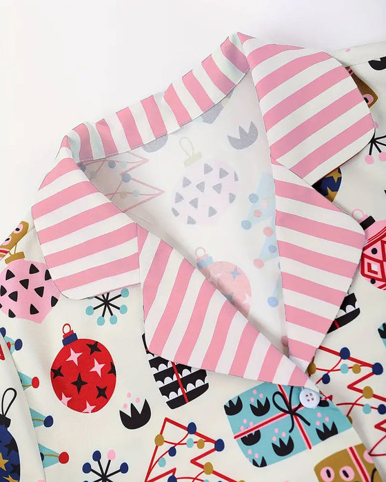 Tweedelige casual set met print voor thuis