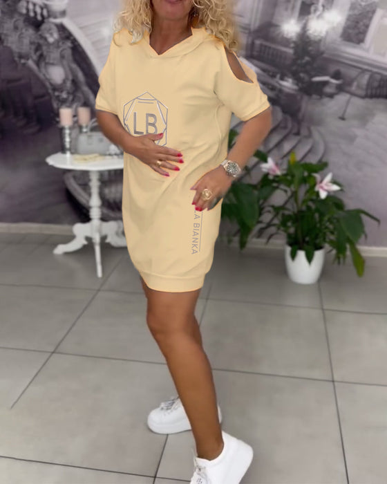 Jurk Met Capuchon Bedrukte Letters Sport