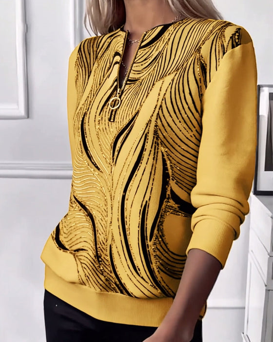 Sweatshirt casual bedrukt met rits