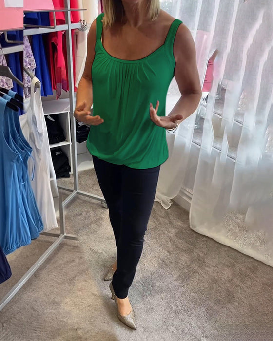 Set Casual mouwloze top met plooi en effen kleur