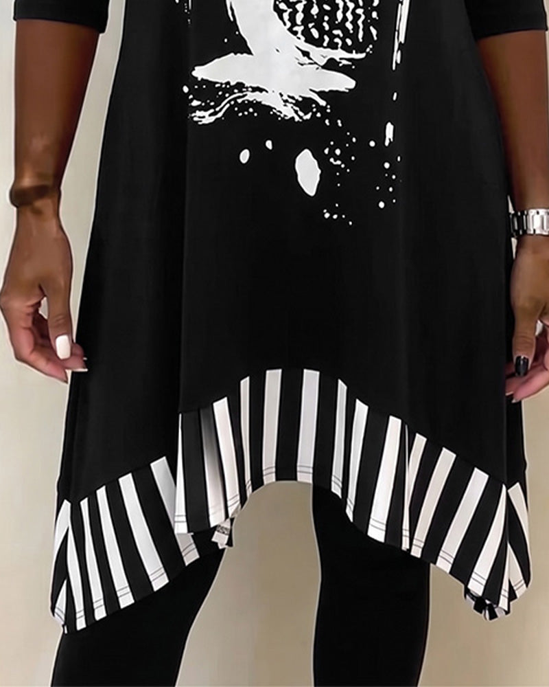 Jurk Off-Shoulder Onregelmatig Loose Print