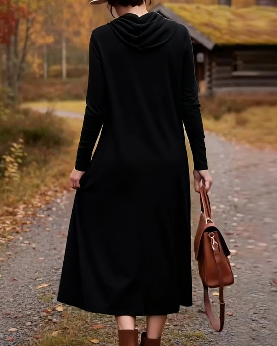 Casual jurk, eenvoudig, effen kleur, zak