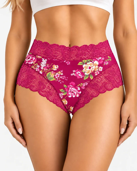 Slips 3-Pack Hoge Taille Bloemig Print Kant Rand