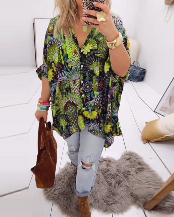 Blouse Los Mode Bedrukt