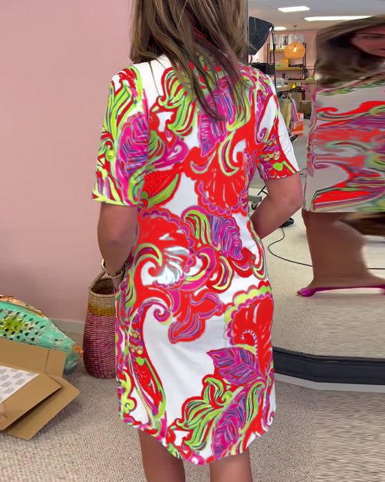 Slim-fit jurk met print