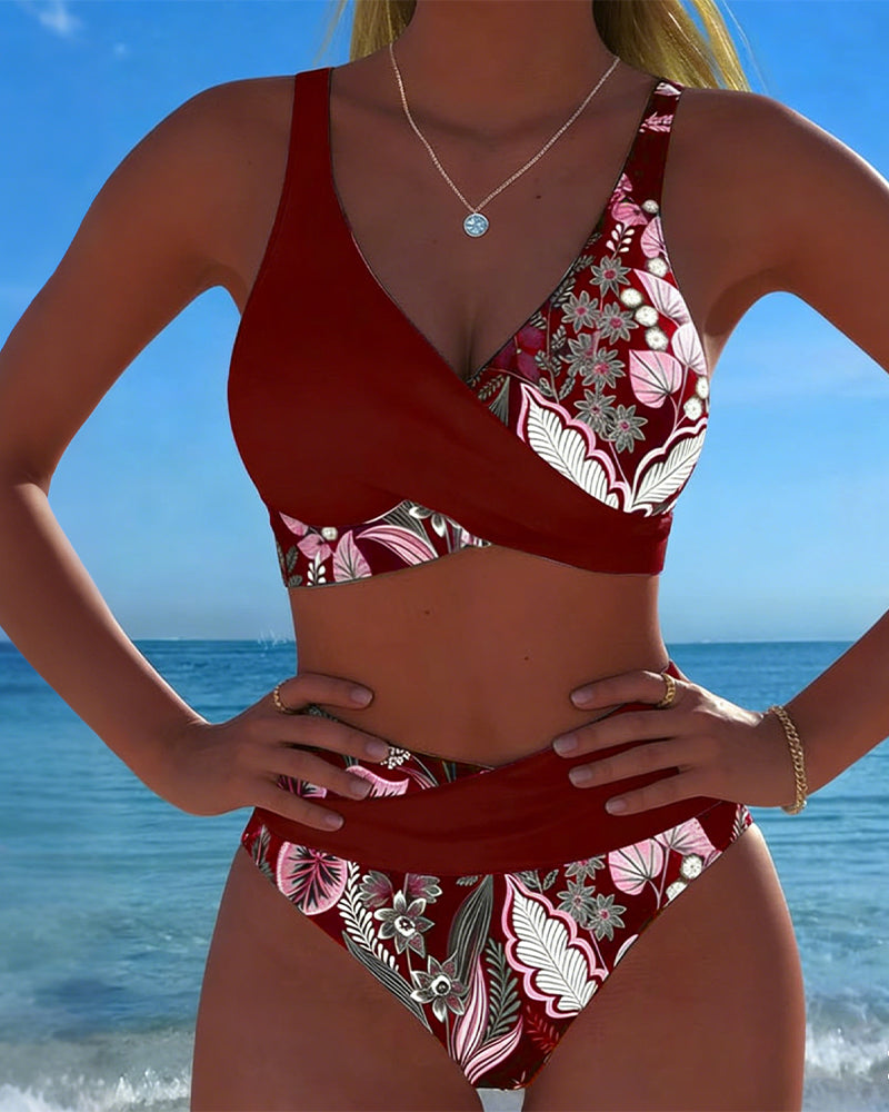 Bikini Contrastkleur Mode Bloem