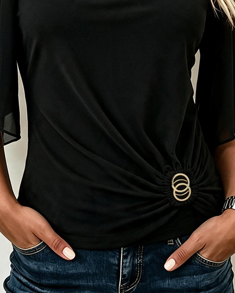 Blouse U-Hals Effen Casual