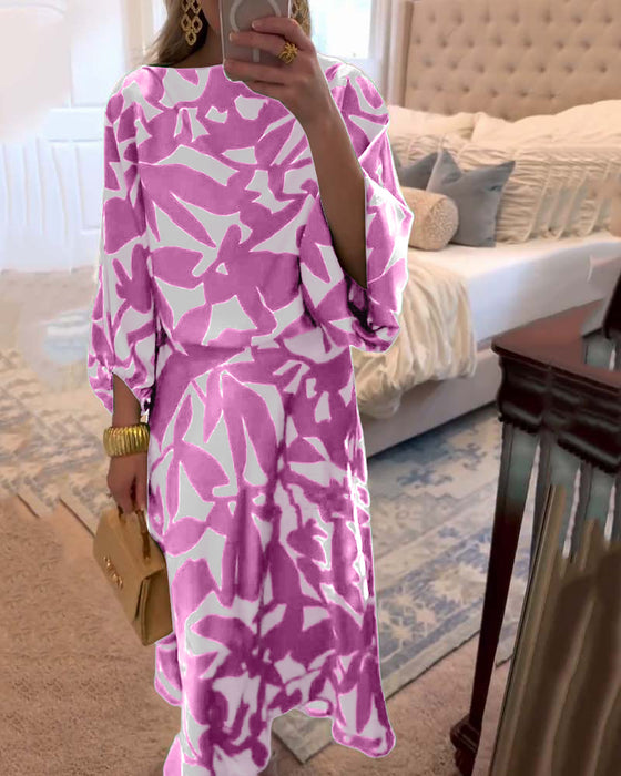 Set Jurk Casual Bedrukt Lantaarnmouwen Temperament