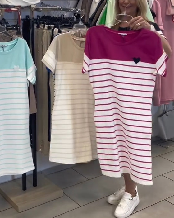 Jurk Ronde Hals Casual Gestreept