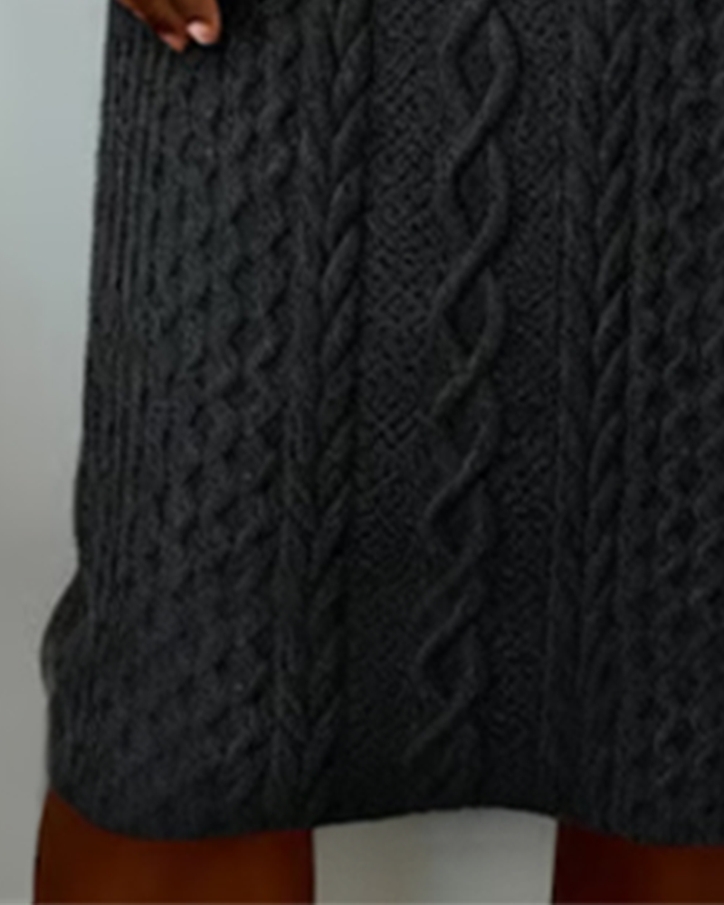 Jurk Met Kraag Van Denim, Kabelssteek En Patchwork