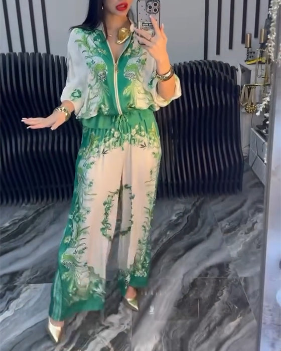 Wijd-Pijpen Pak Temperament Staande Kraag Rits