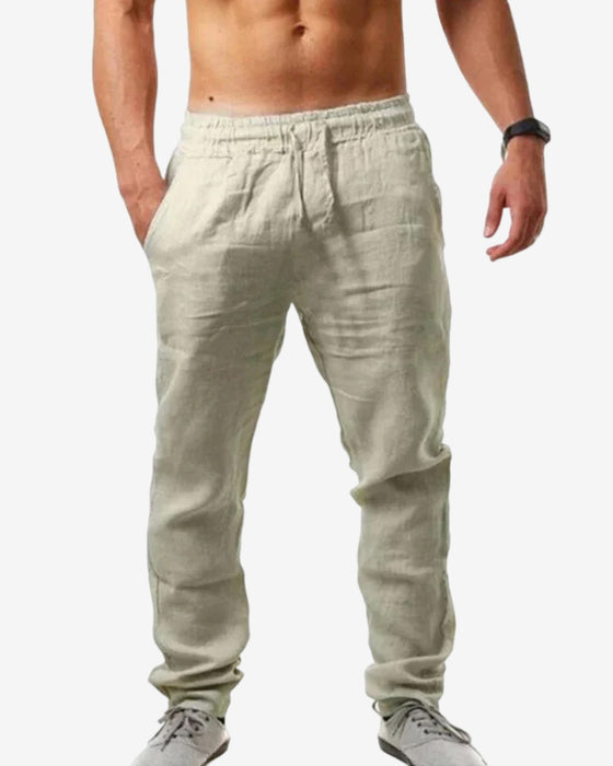 Katoen linnen ademende effen kleur broek