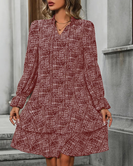 Elegante Jurk Met Uitlopende Mouwen En Strepen