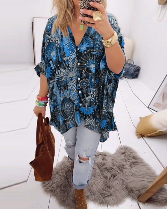 Blouse Los Mode Bedrukt