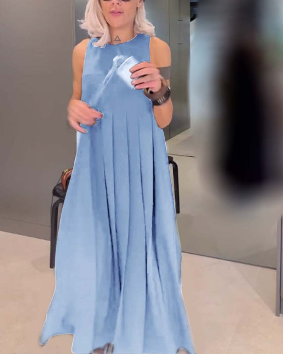 Elegante geplooide tankjurk in effen kleur