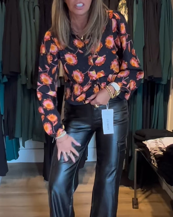 Relaxte top met bloemenprint