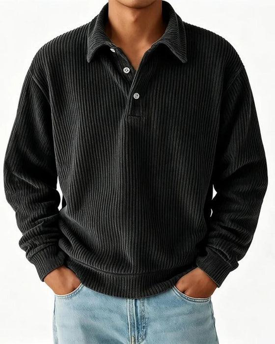 Heren Pullover Sweatshirt Knoopsgat Knoop Streep