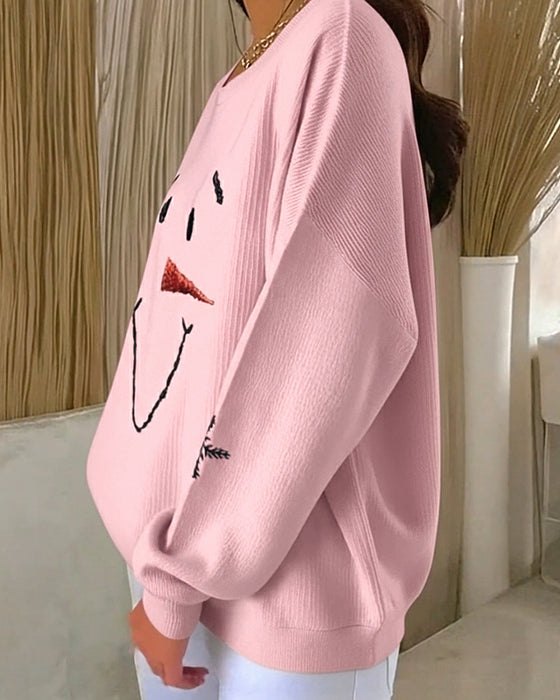 Hoodie Sneeuwpop Gedrukt Ronde Hals