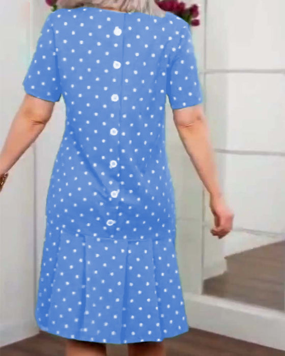Casual jurk met stippenprint en korte mouwen