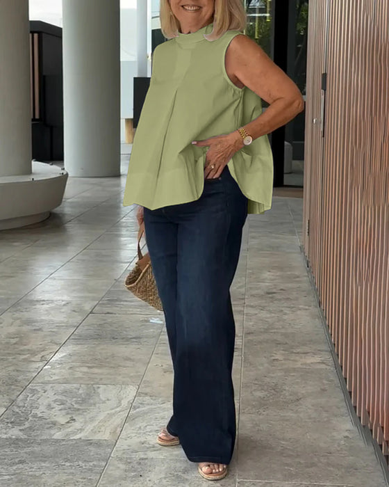 Blouse Mouwloos Effen Simpel